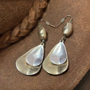 Hammered gold, silver earrings